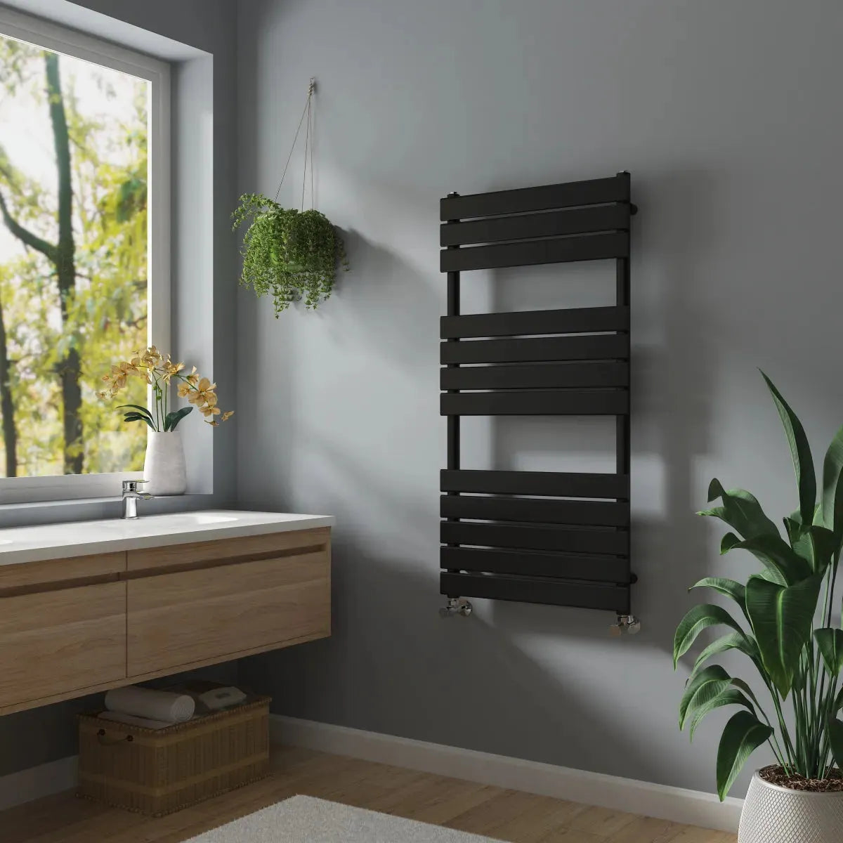 Rapallo - Flat panel heated towel rail black