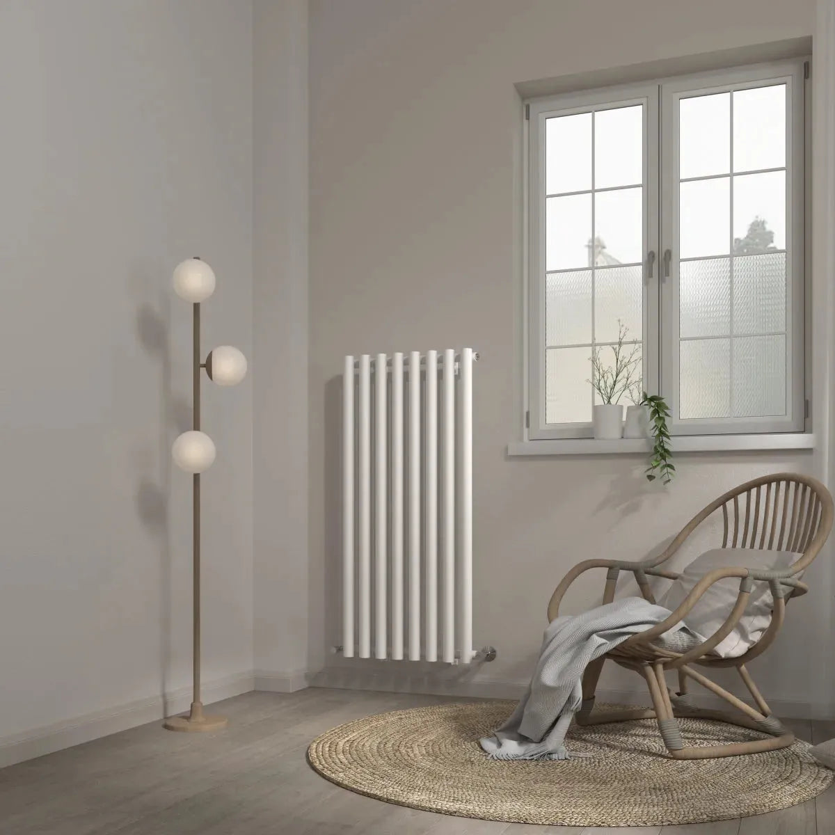 Comiso - Modern vertical round tube radiator white