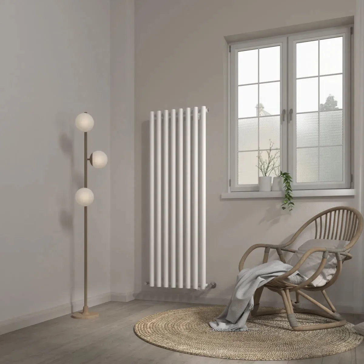 Comiso - Modern vertical round tube radiator white