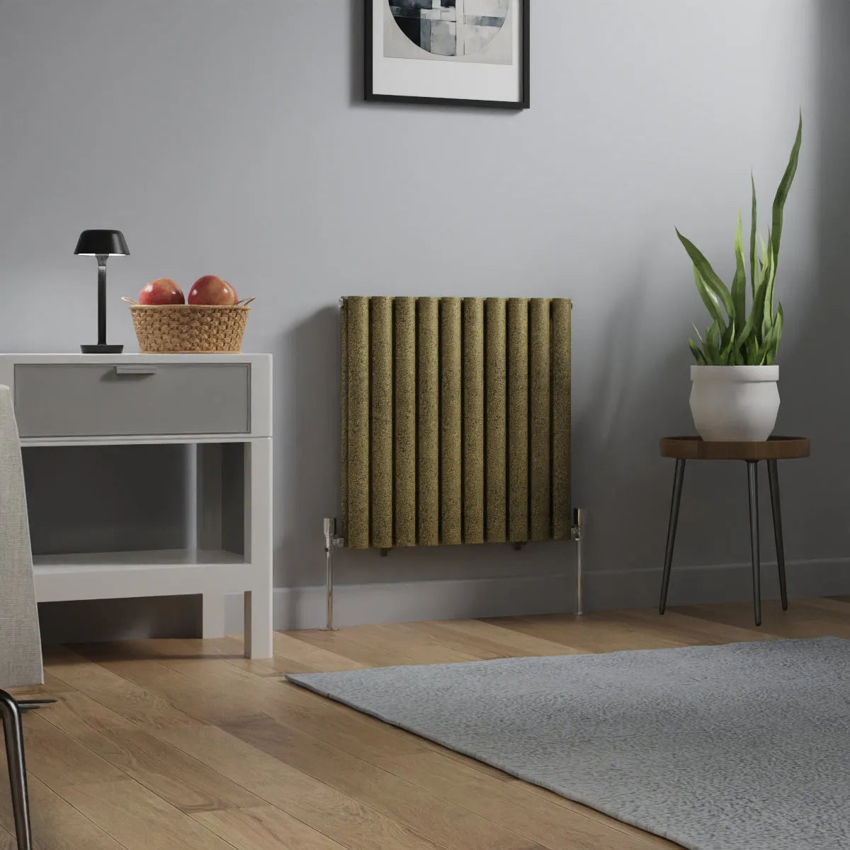 Cuneo - Modern horizontal oval tube radiator blackened gold