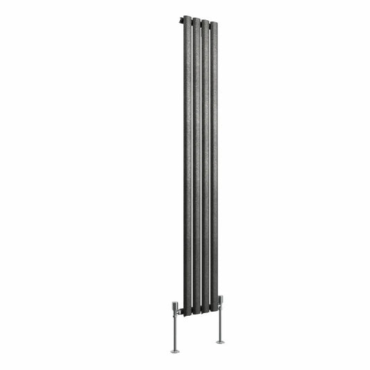 Cuneo - Modern vertical oval tube radiator blackened silver