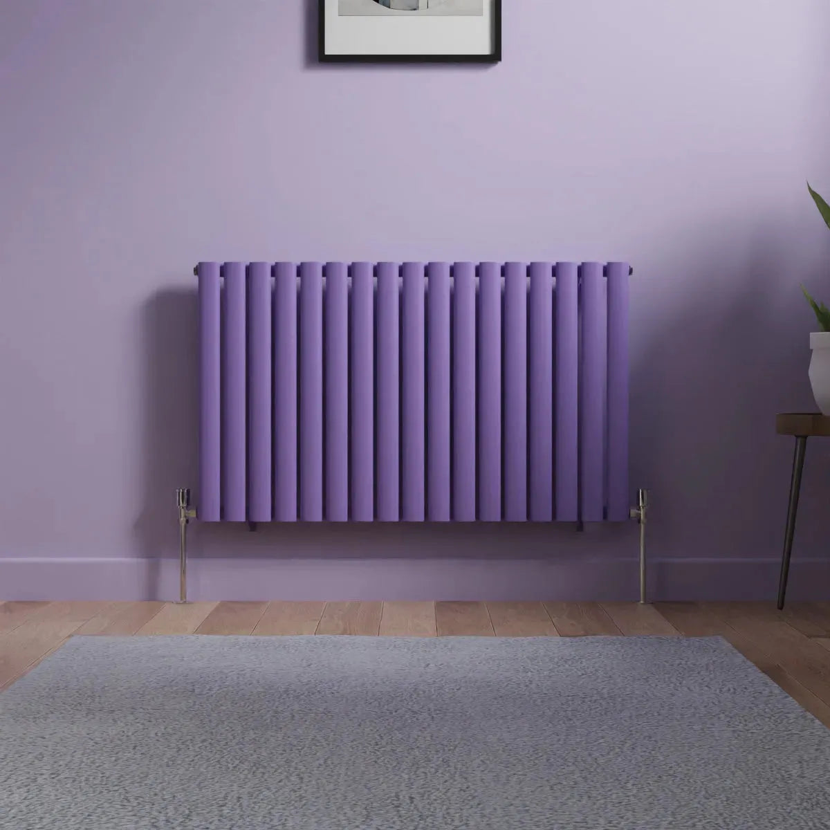 Cuneo - Modern horizontal oval tube radiator blue lilac