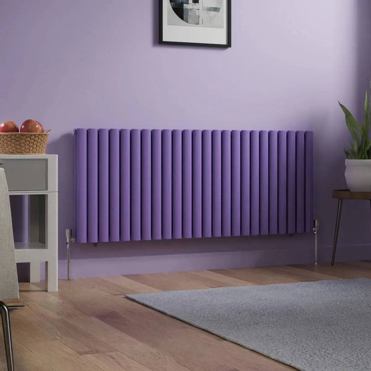 Cuneo - Modern horizontal oval tube radiator blue lilac
