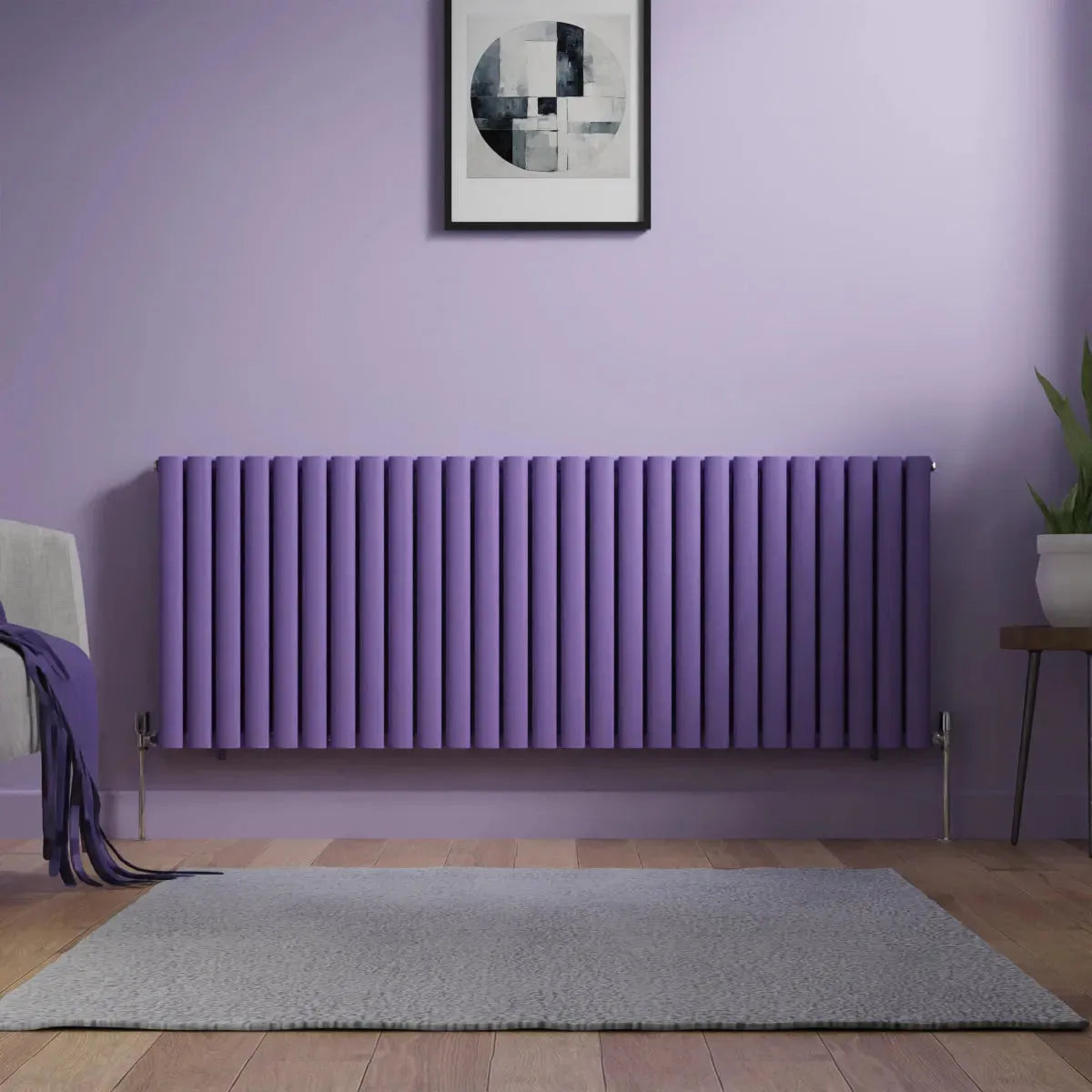 Cuneo - Modern horizontal oval tube radiator blue lilac