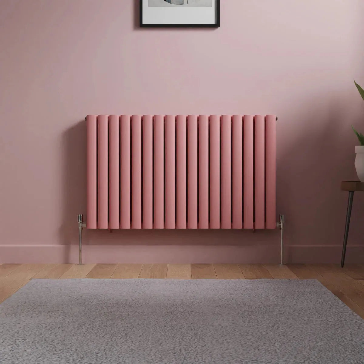 Cuneo - Modern horizontal oval tube radiator light pink