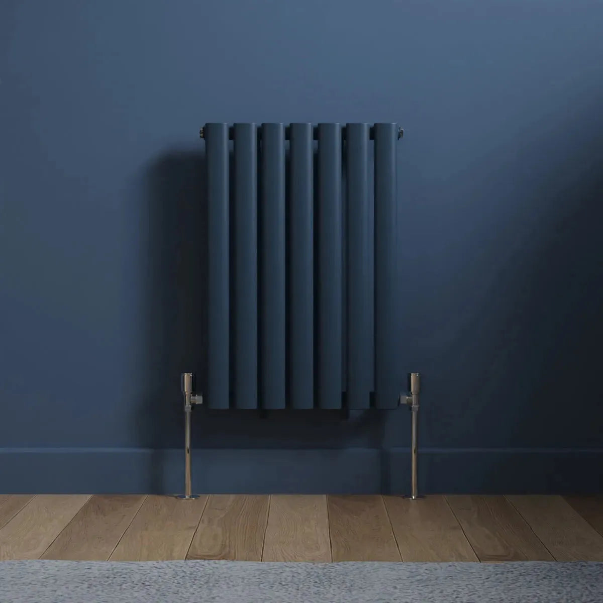 Cuneo - Modern horizontal oval tube radiator sapphire blue