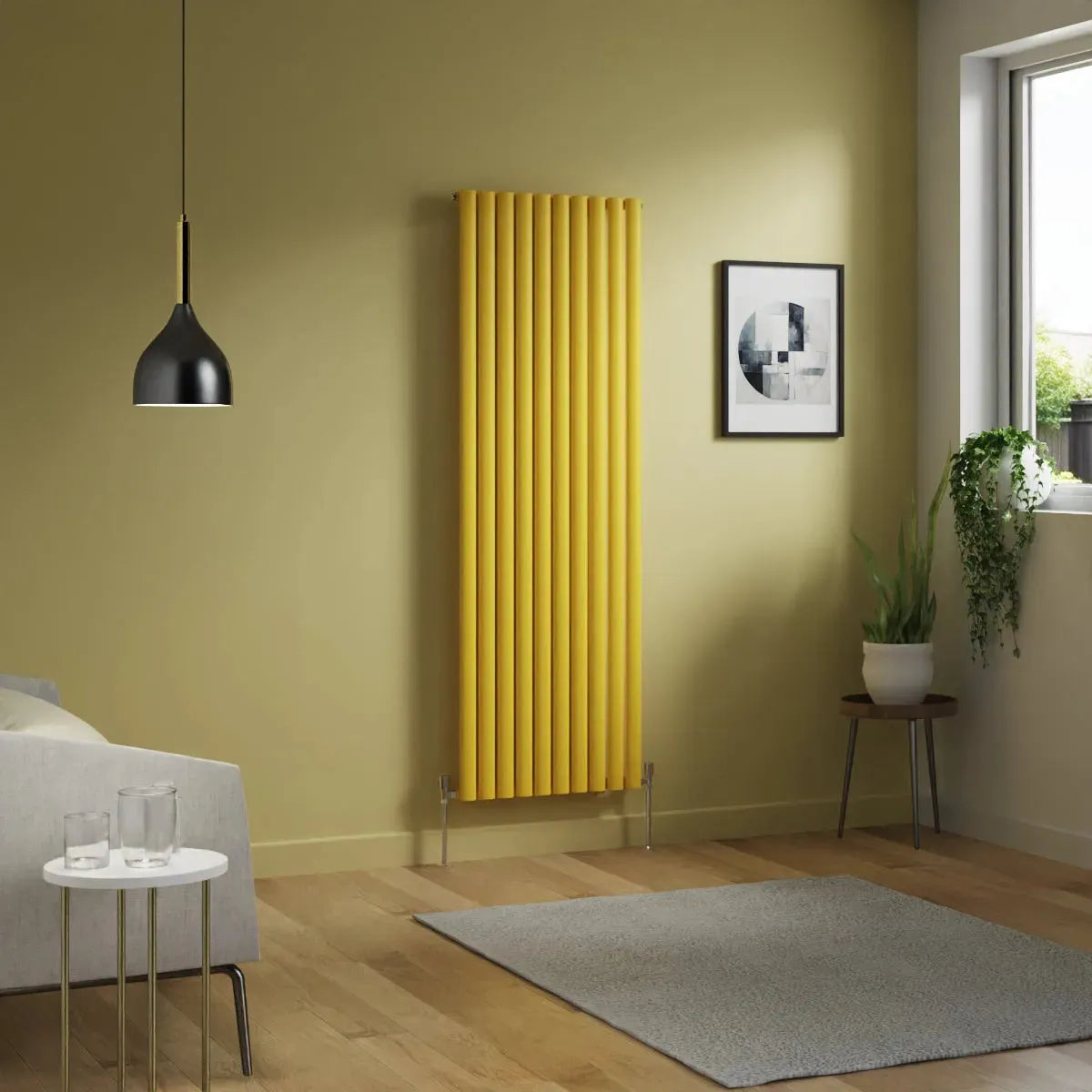 Cuneo - Modern vertical oval tube radiator zinc yellow
