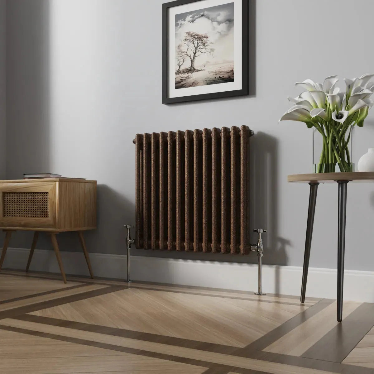 Ferentino - Traditional horizontal column radiator blackened copper