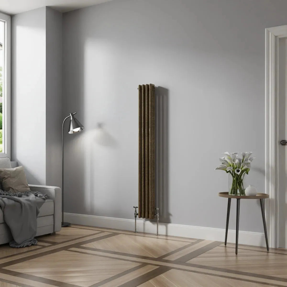 Ferentino - Traditional vertical column radiator blackened gold