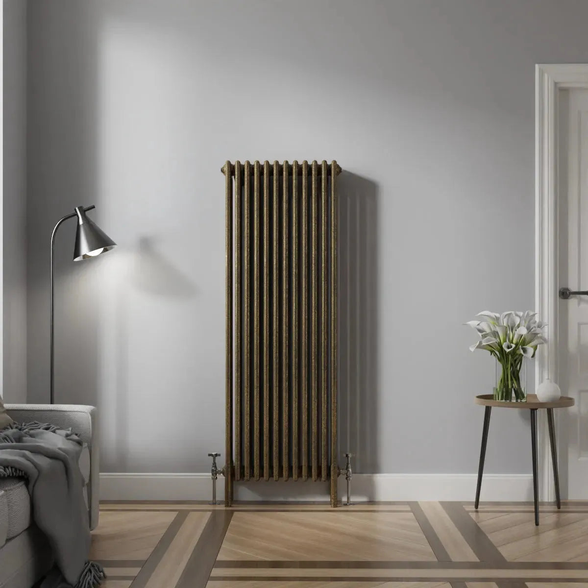 Ferentino - Traditional vertical column radiator blackened gold