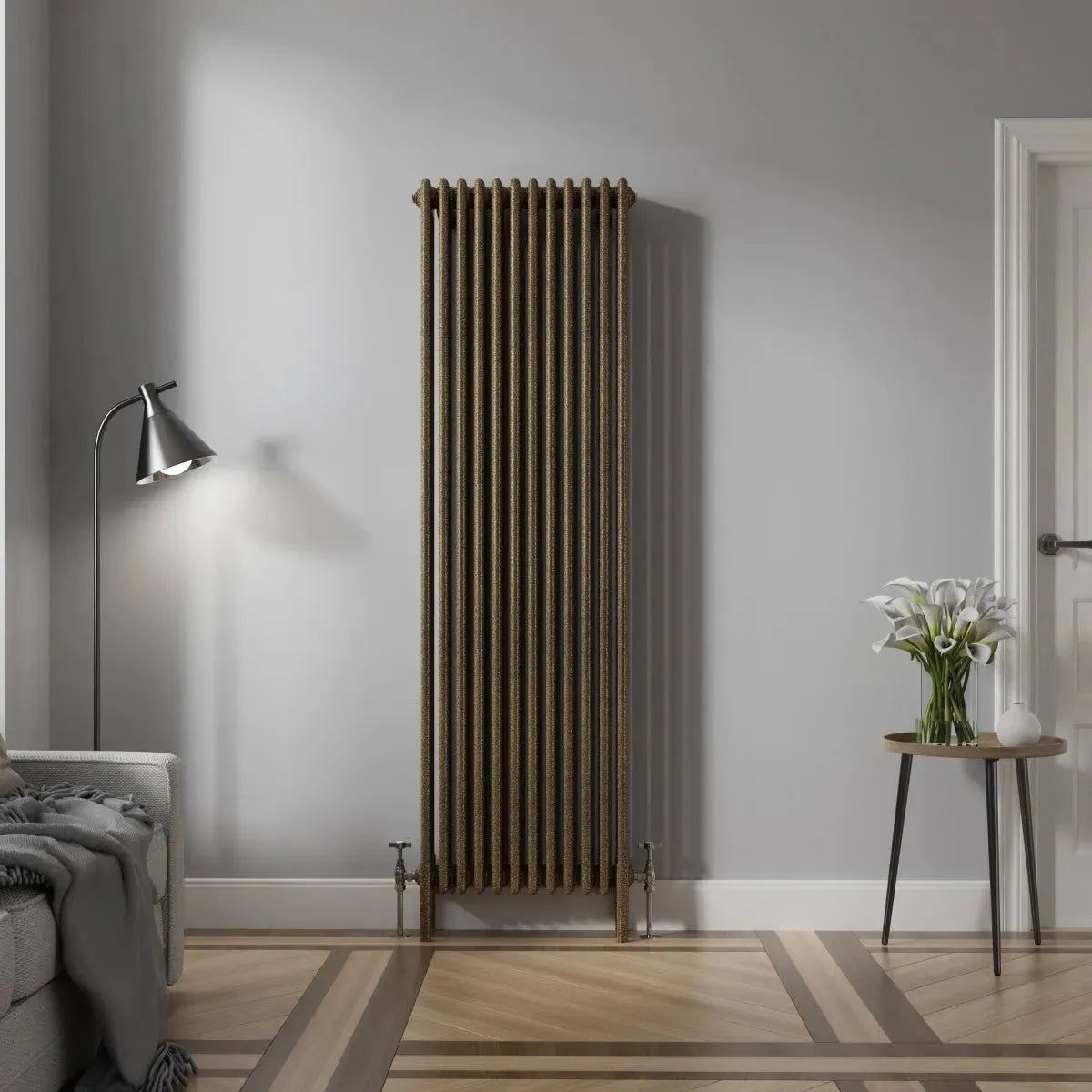Ferentino - Traditional vertical column radiator blackened gold