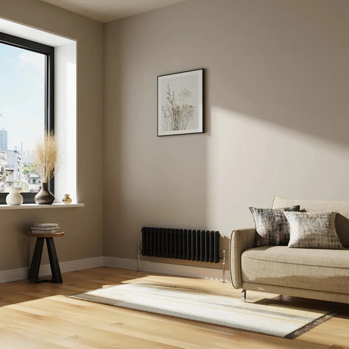 Ferentino - Traditional horizontal column radiator black