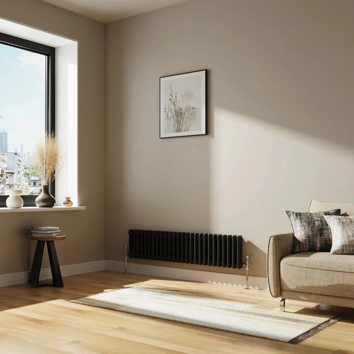 Ferentino - Traditional horizontal column radiator black