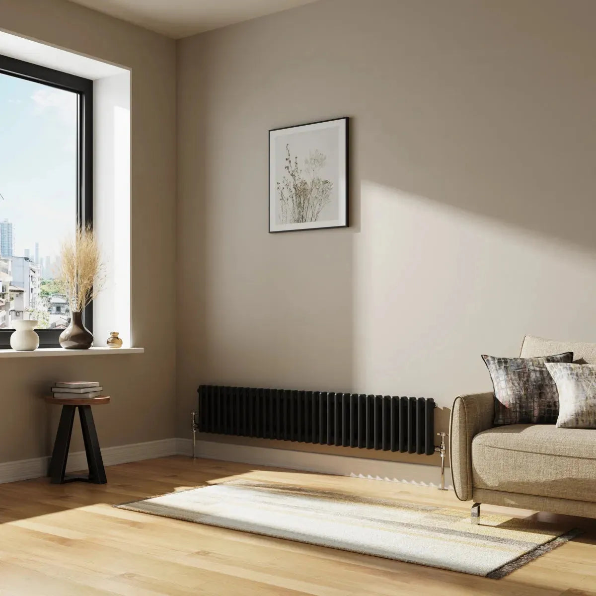 Ferentino - Traditional horizontal column radiator black