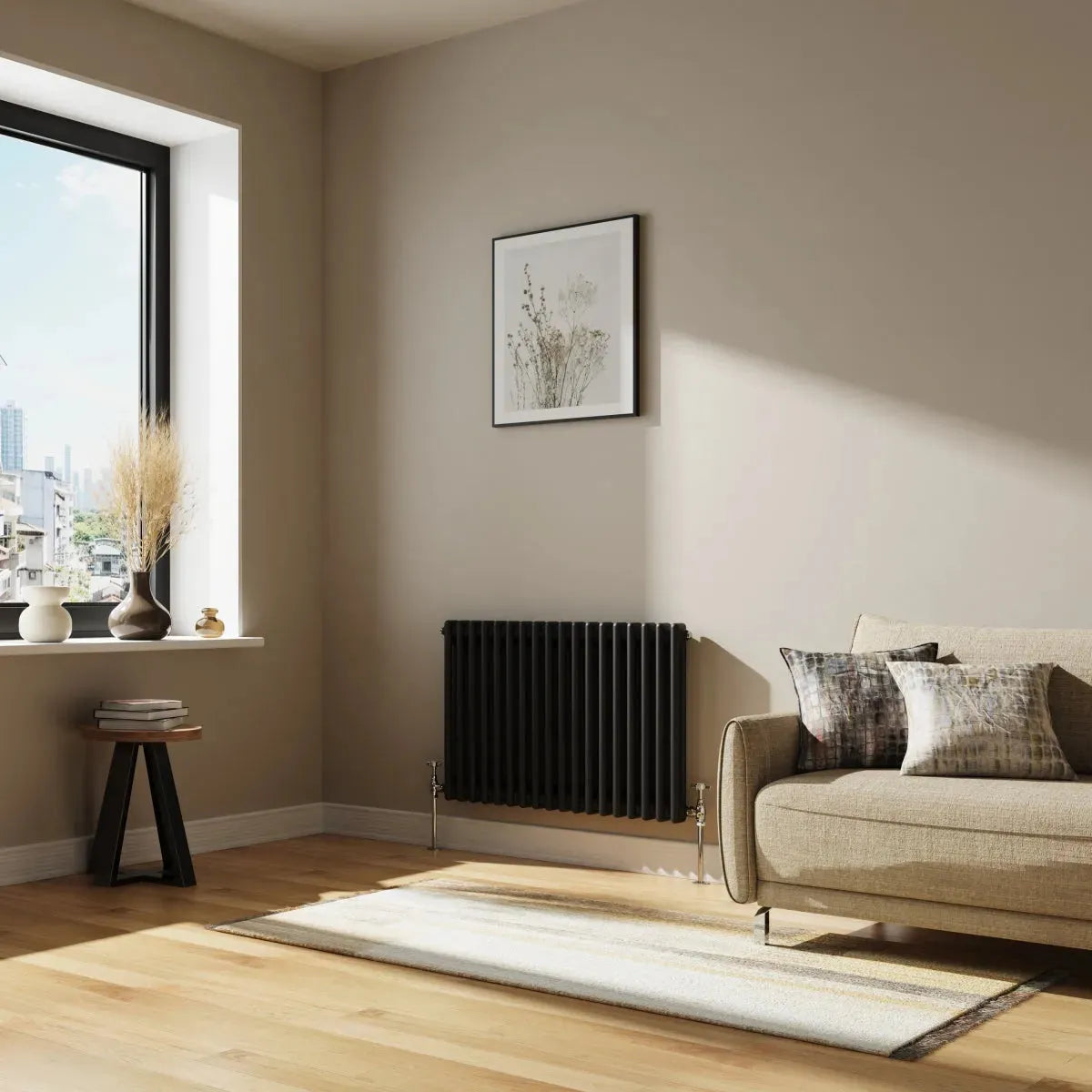 Ferentino - Traditional horizontal column radiator black