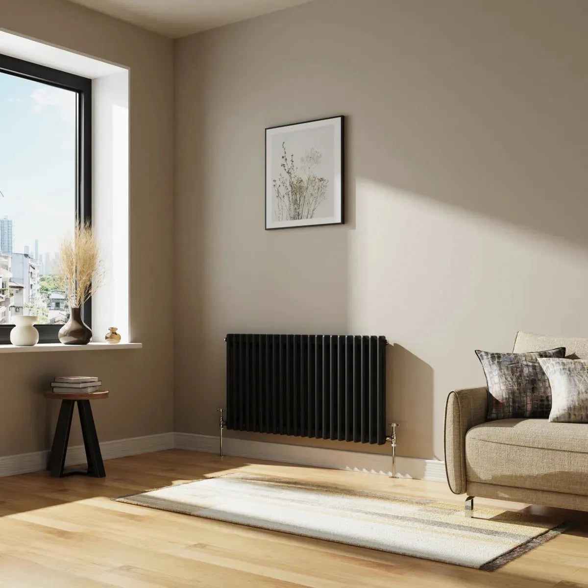 Ferentino - Traditional horizontal column radiator black