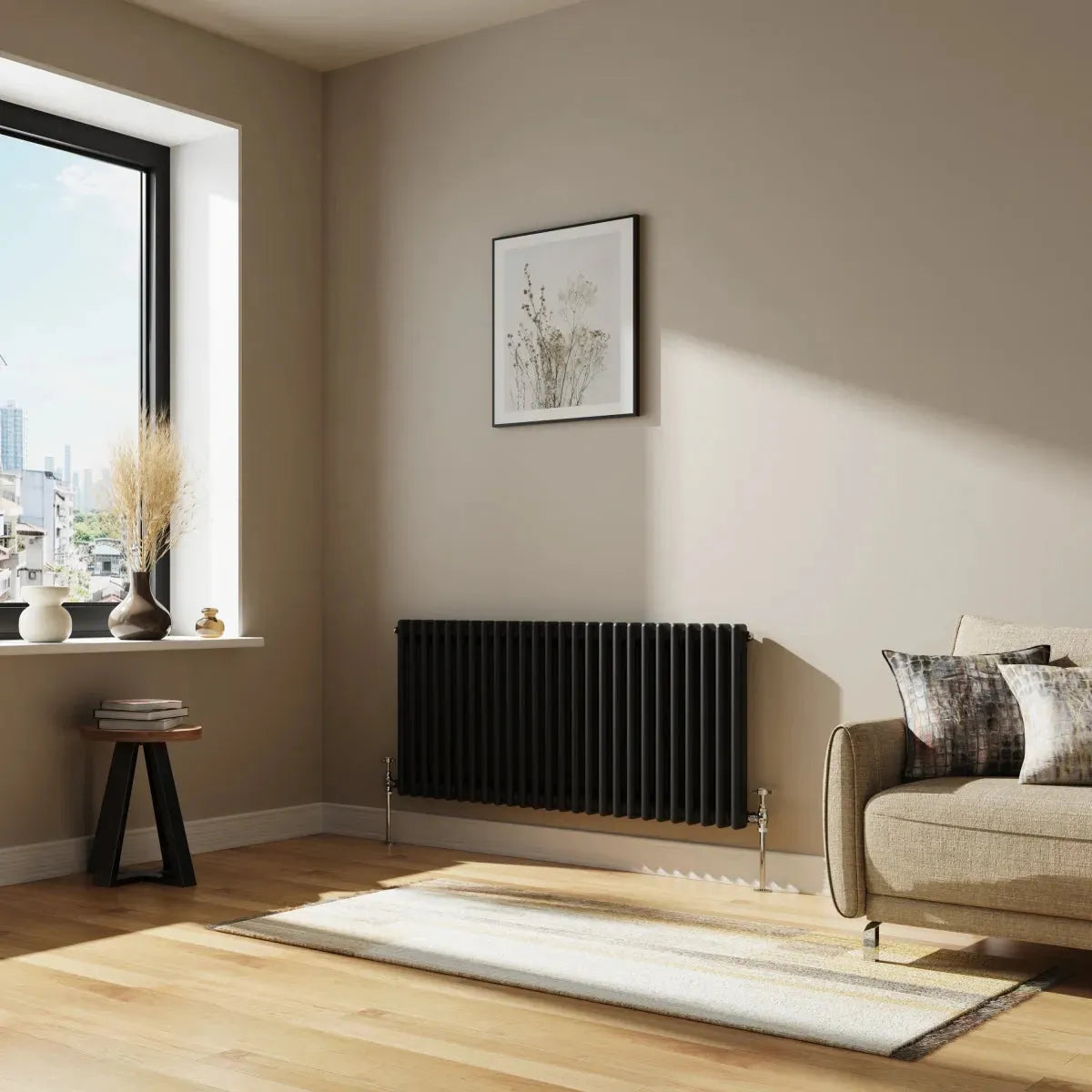 Ferentino - Traditional horizontal column radiator black