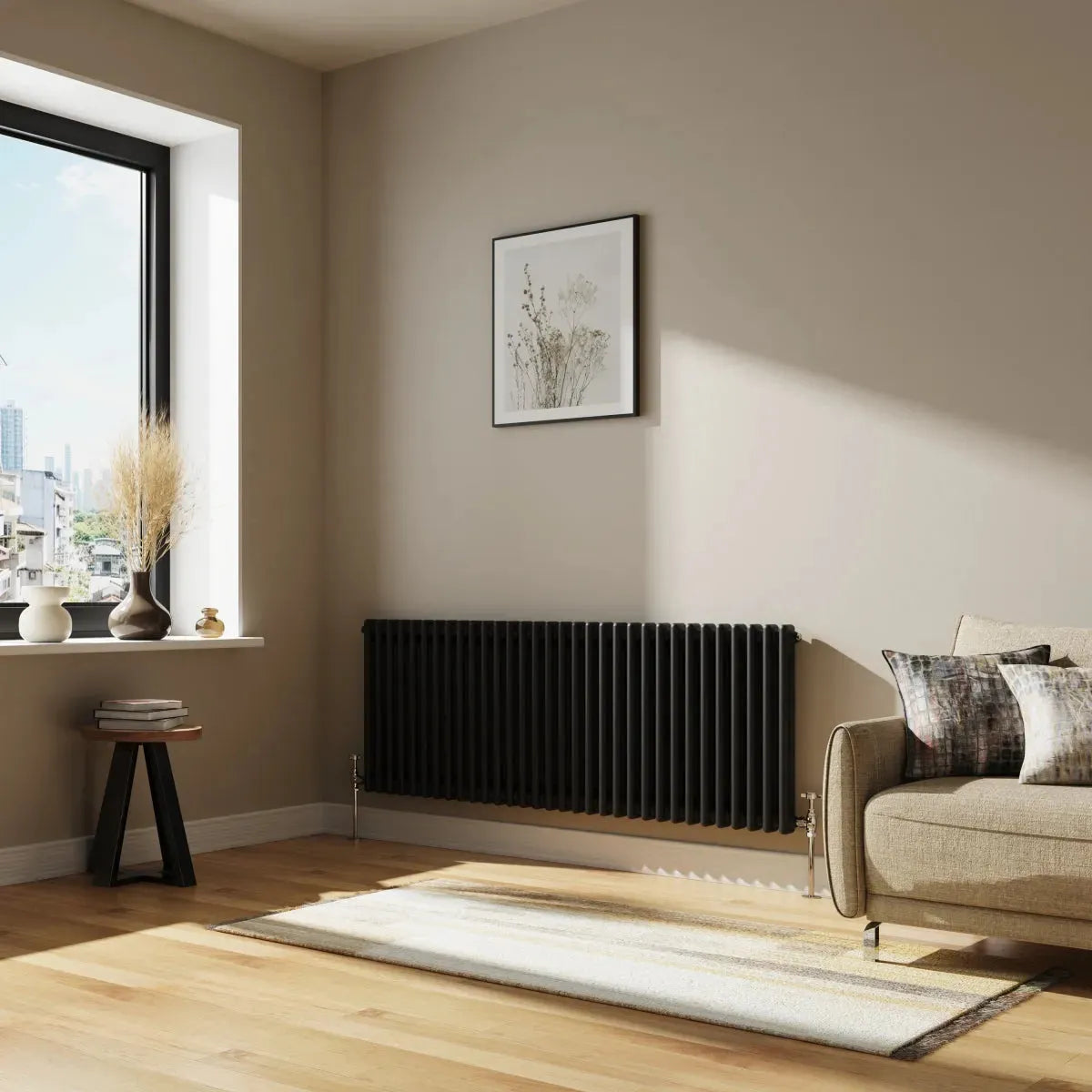 Ferentino - Traditional horizontal column radiator black