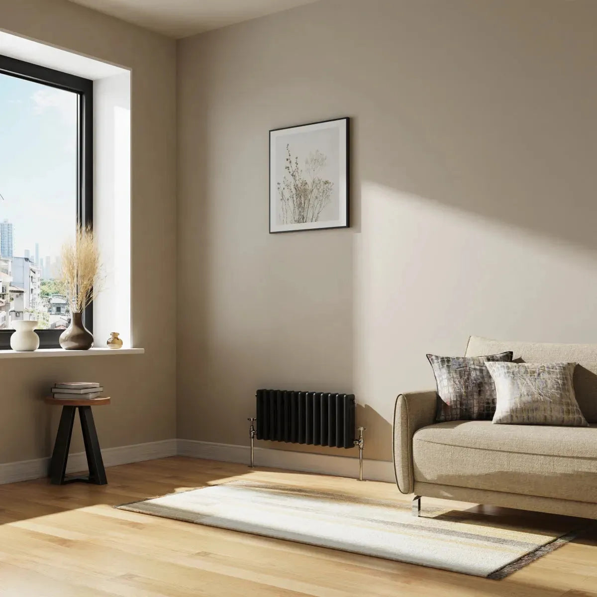 Ferentino - Traditional horizontal column radiator black