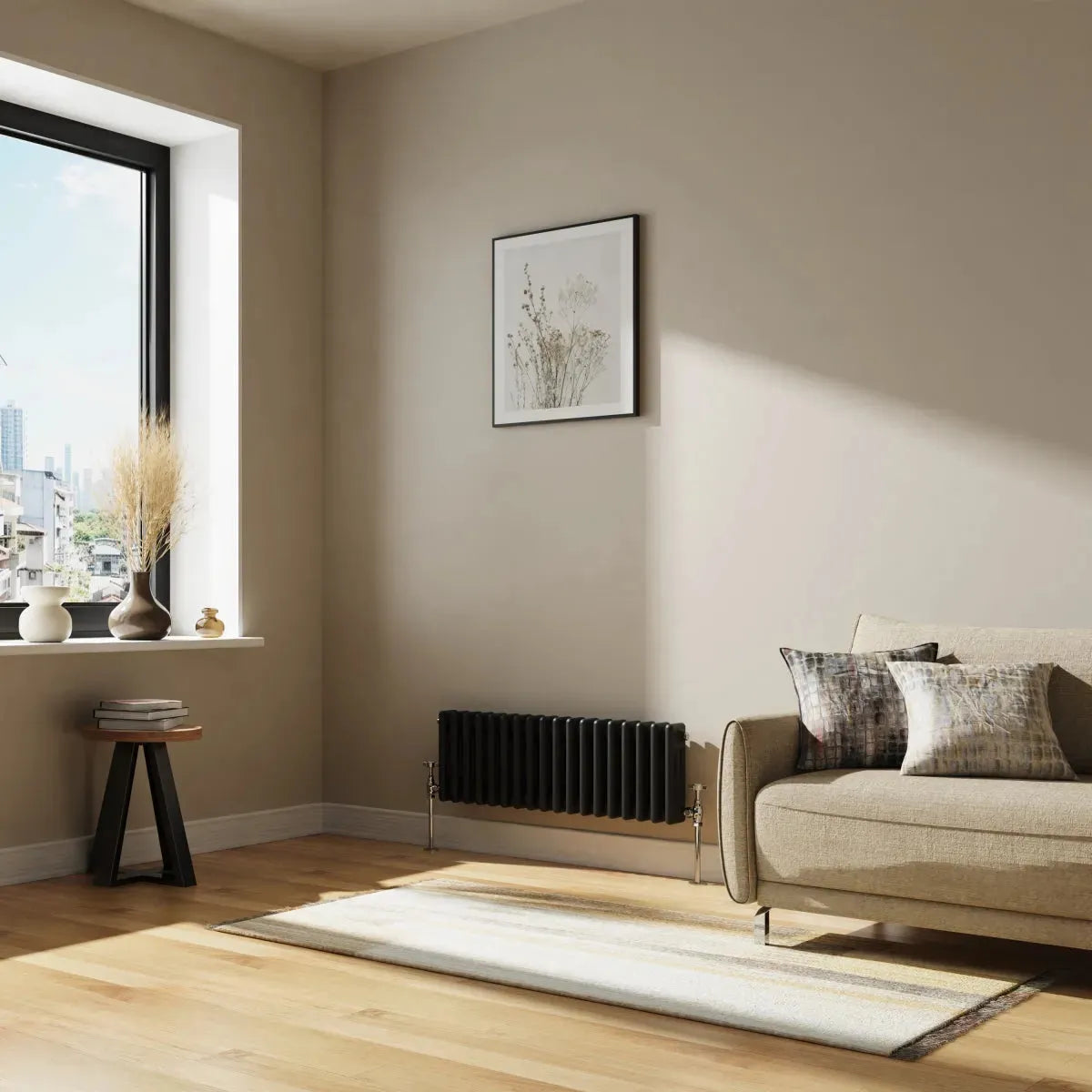 Ferentino - Traditional horizontal column radiator black