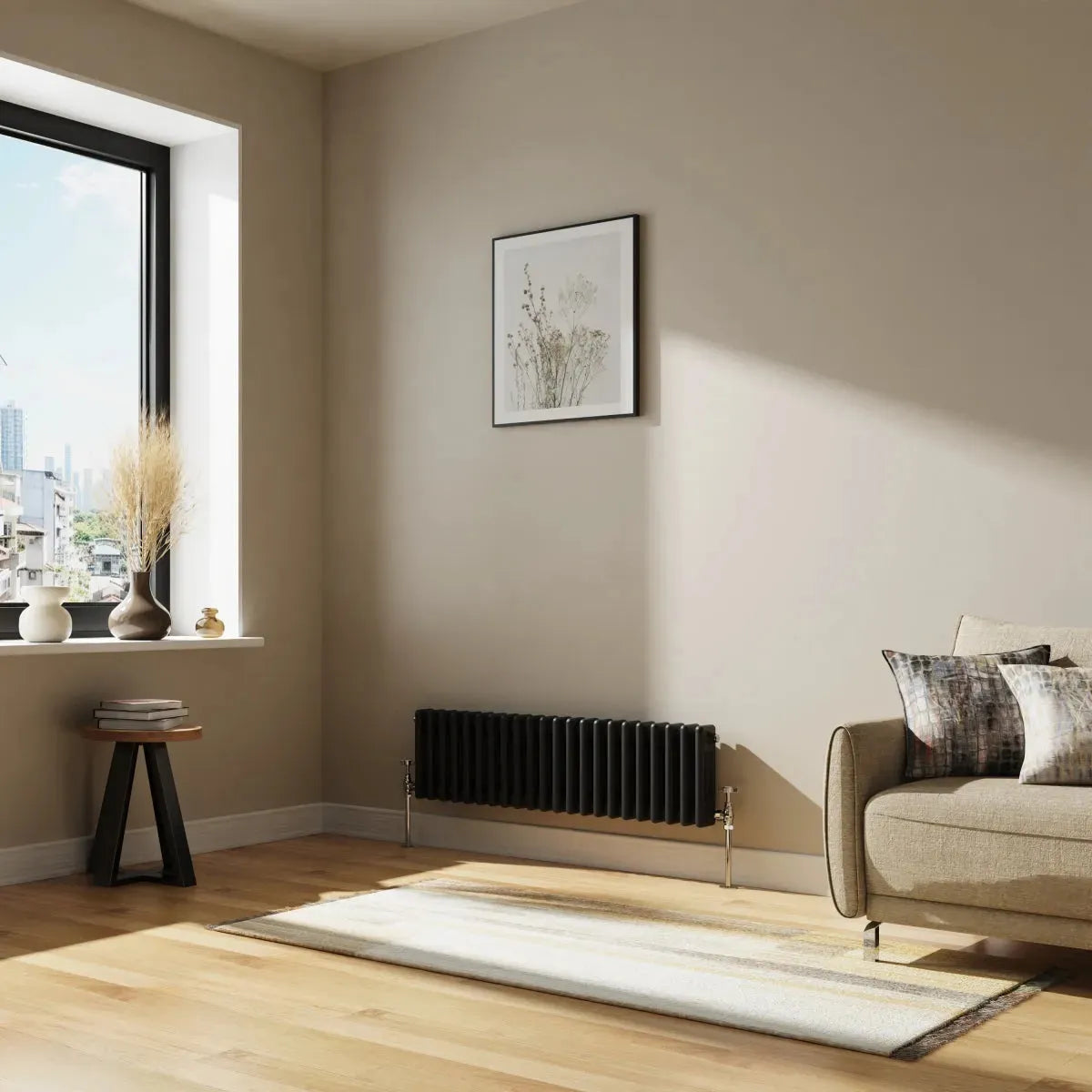 Ferentino - Traditional horizontal column radiator black