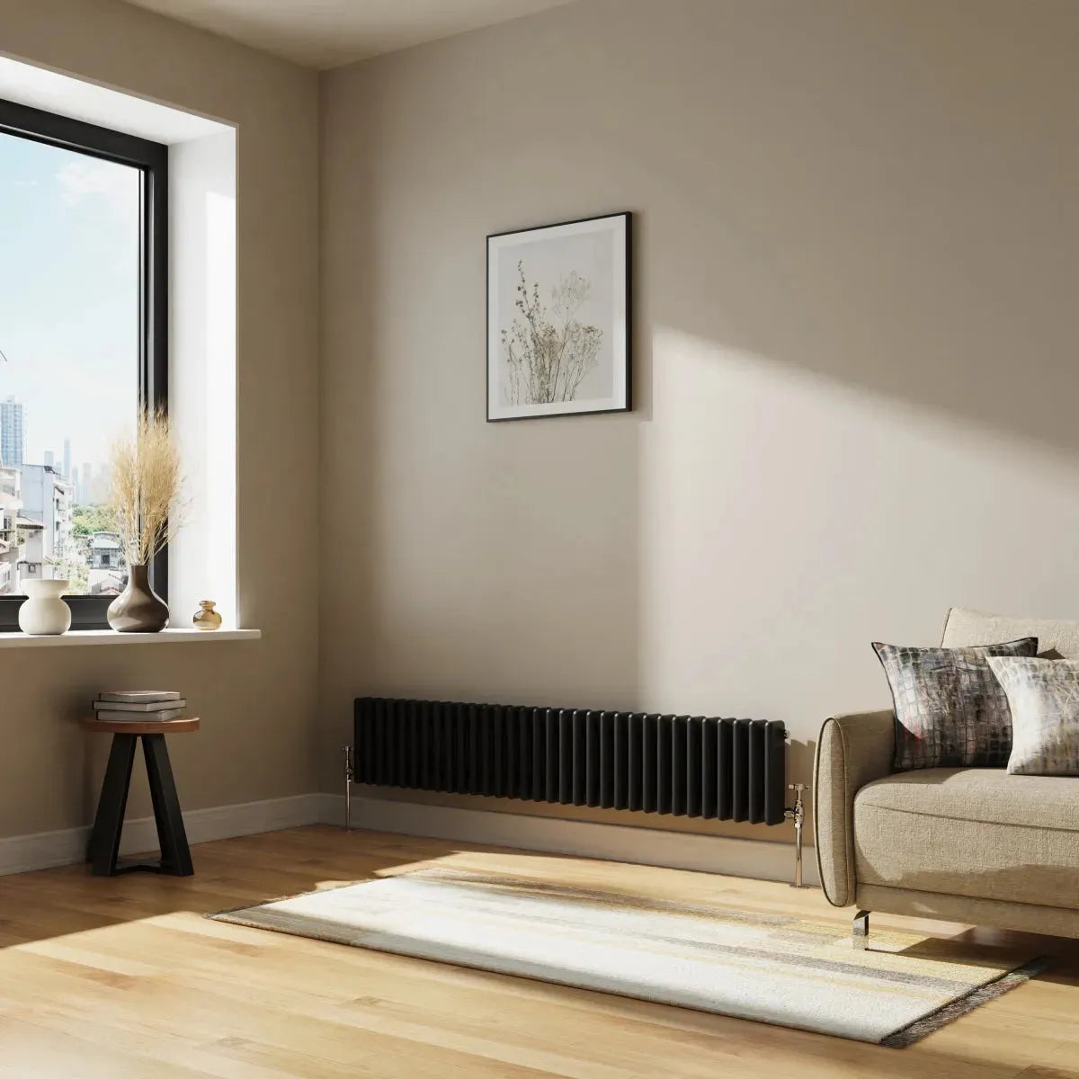 Ferentino - Traditional horizontal column radiator black