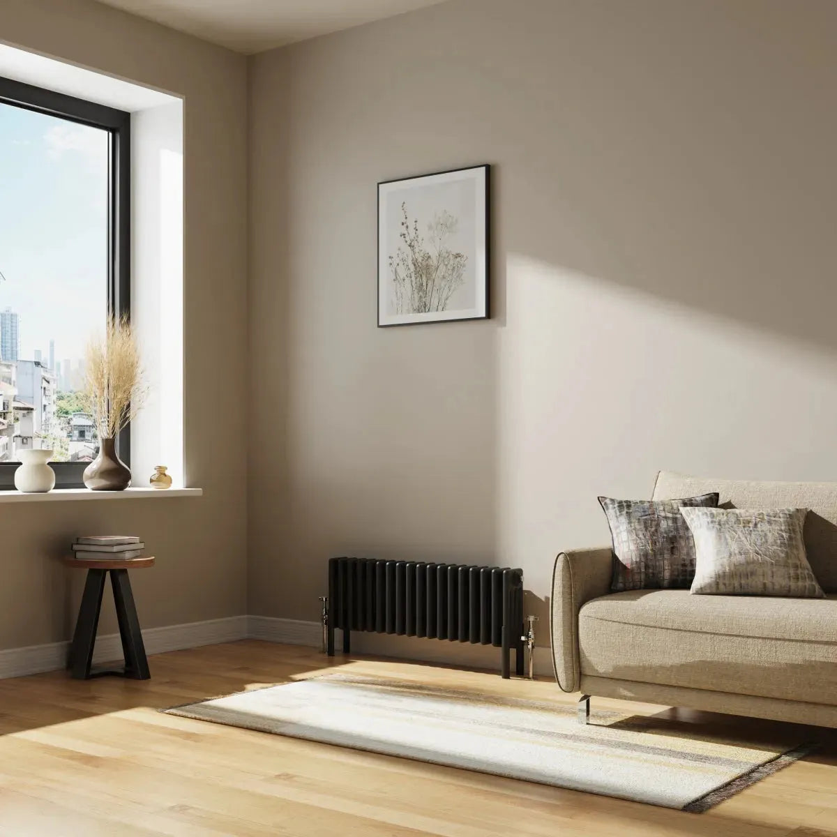 Ferentino - Traditional horizontal column radiator black
