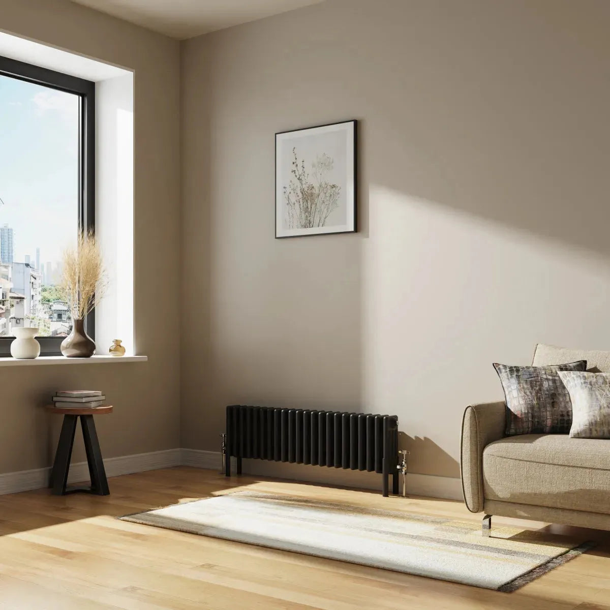 Ferentino - Traditional horizontal column radiator black