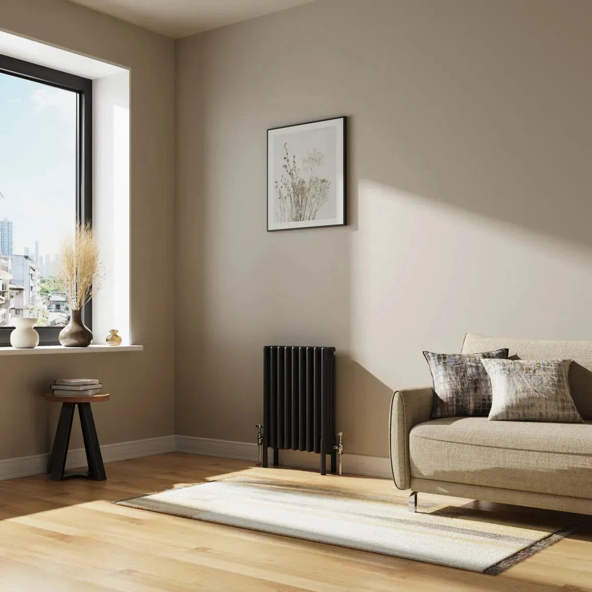 Ferentino - Traditional horizontal column radiator black