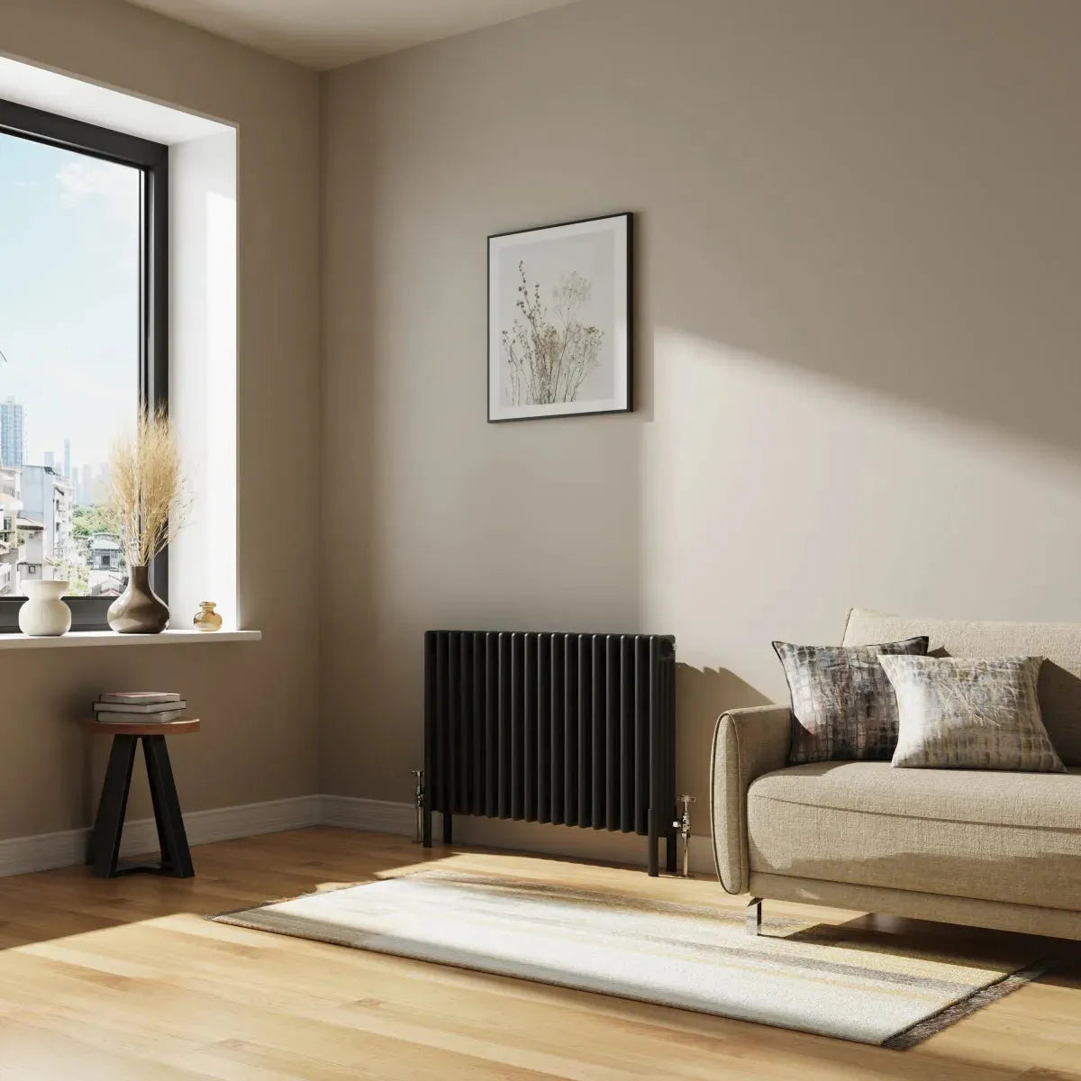 Ferentino - Traditional horizontal column radiator black