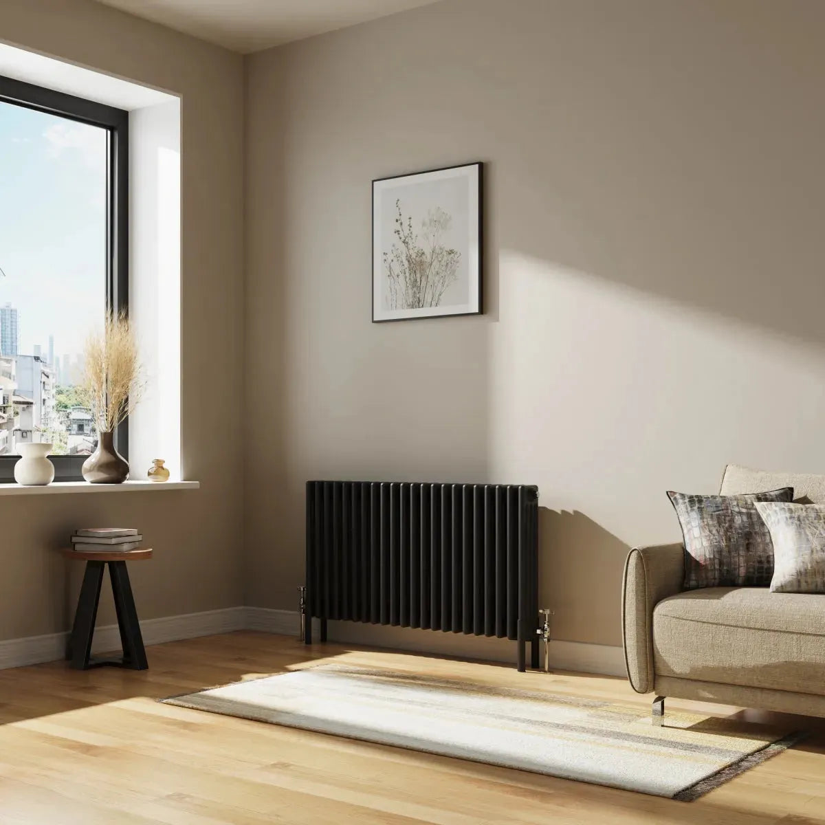 Ferentino - Traditional horizontal column radiator black