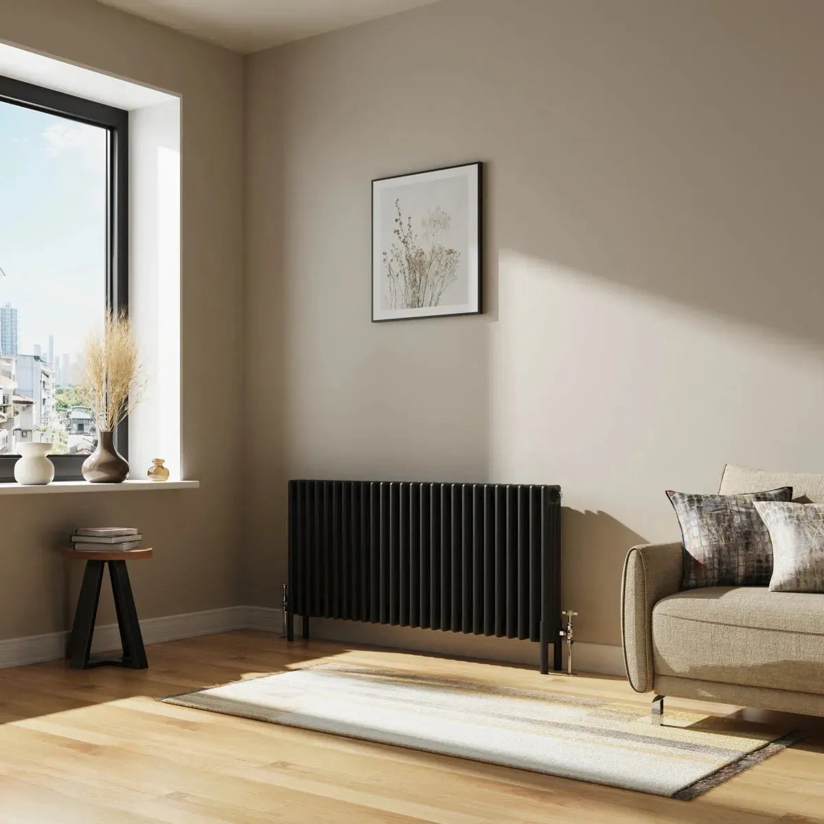 Ferentino - Traditional horizontal column radiator black