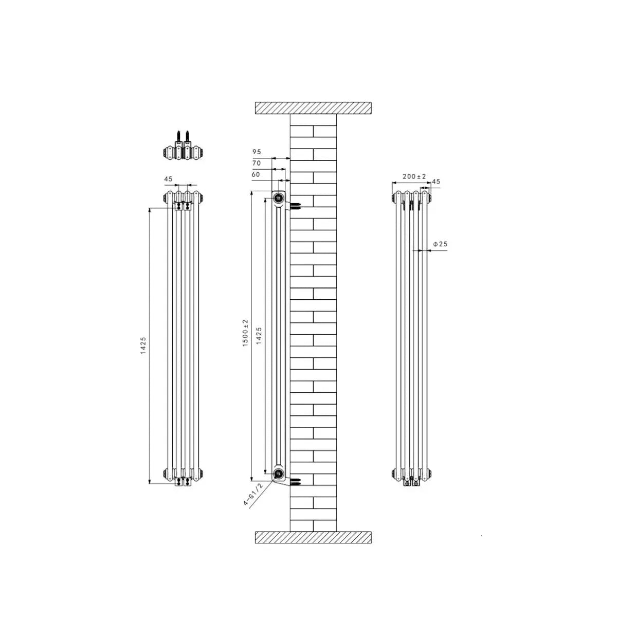 Ferentino - Traditional vertical column radiator black