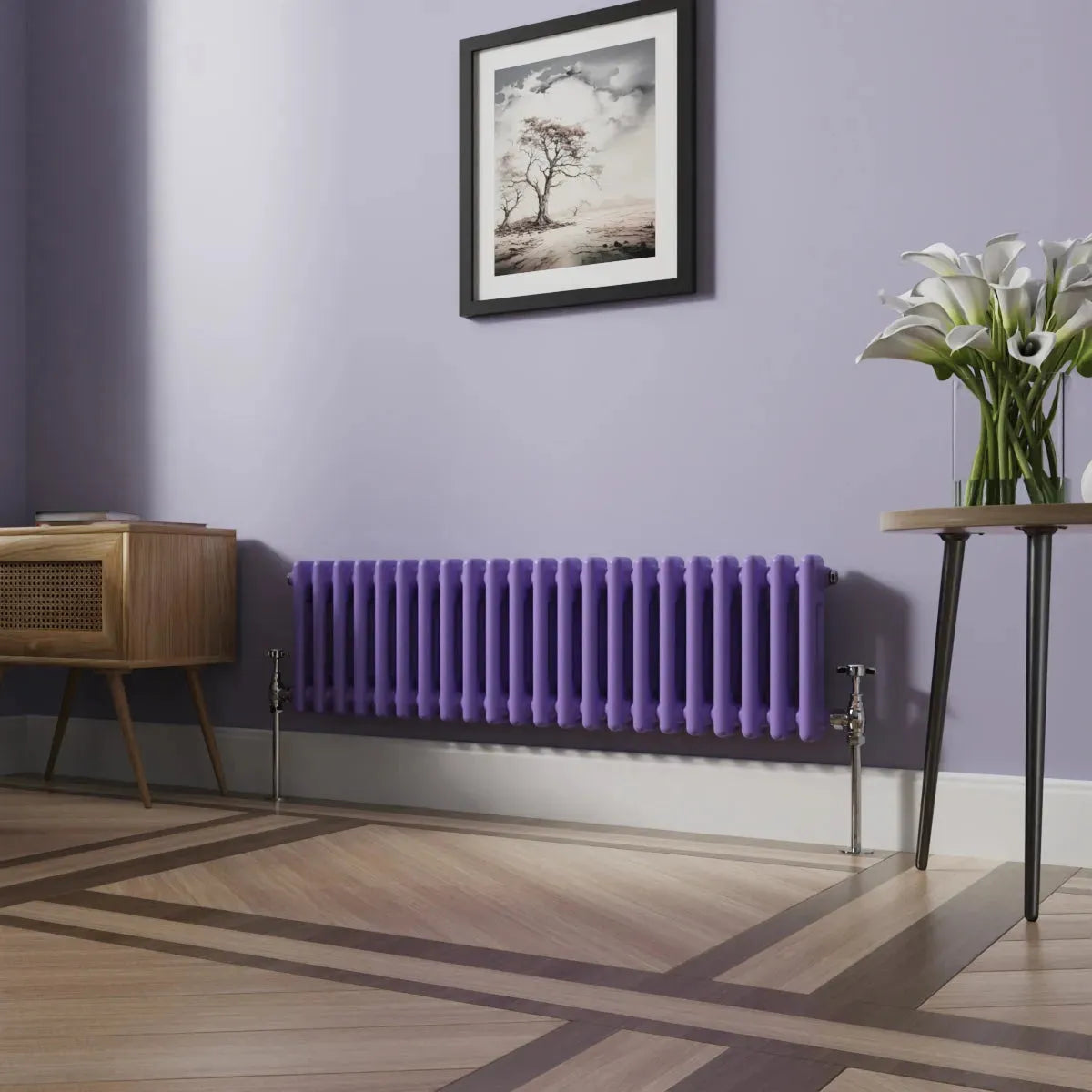 Ferentino - Traditional horizontal column radiator blue lilac