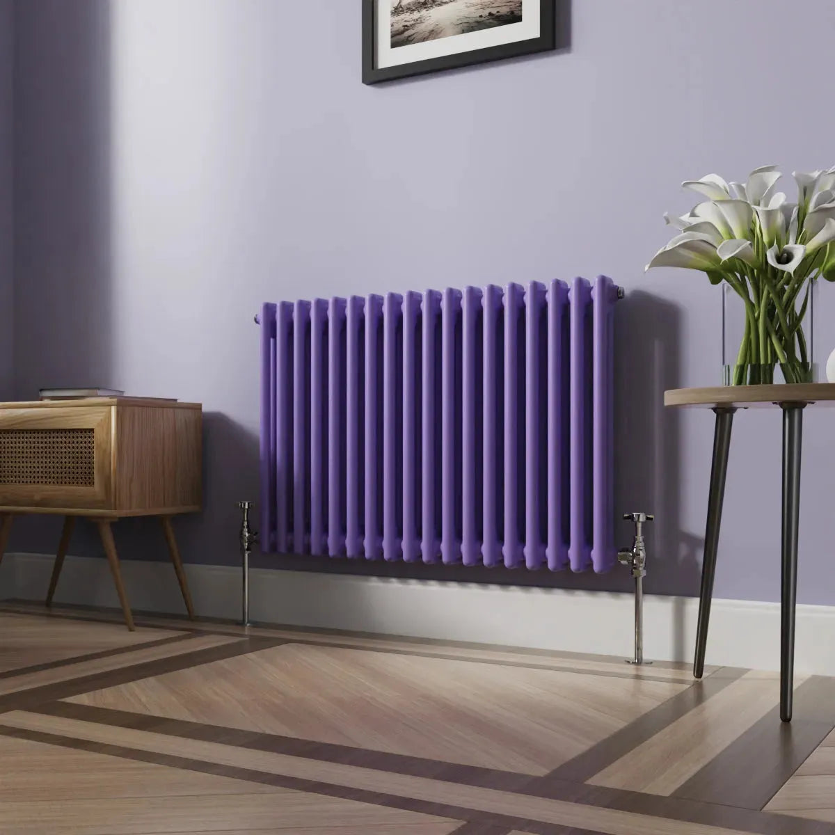 Ferentino - Traditional horizontal column radiator blue lilac