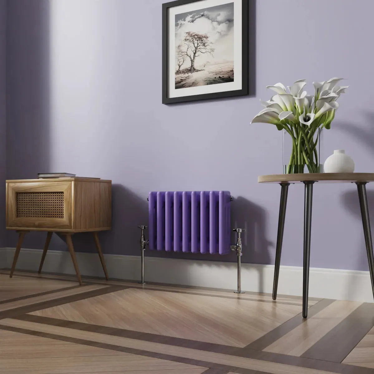 Ferentino - Traditional horizontal column radiator blue lilac