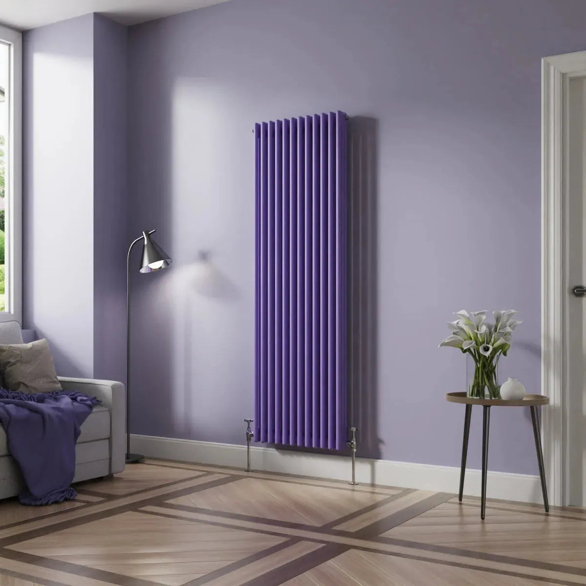 Ferentino - Traditional vertical column radiator blue lilac