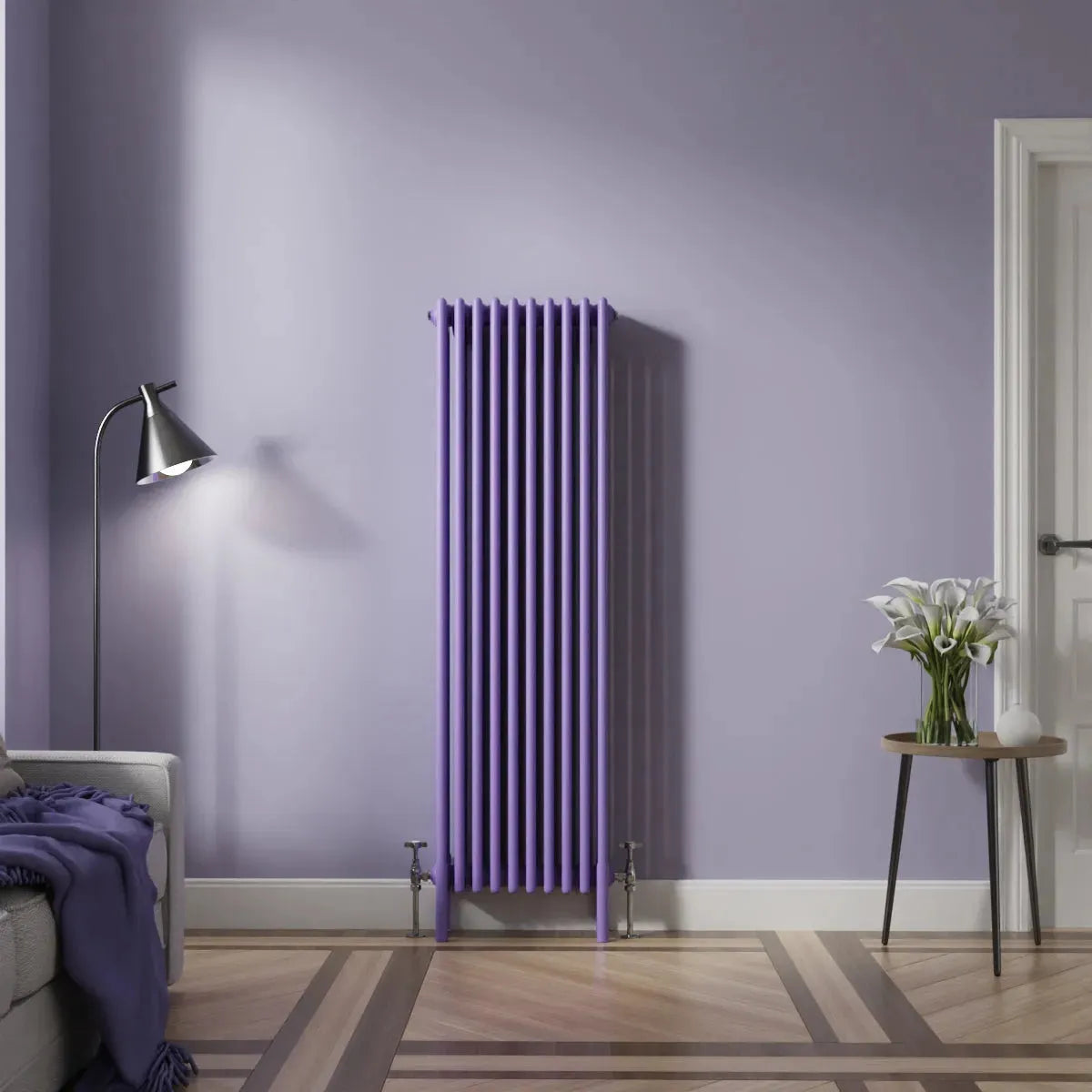 Ferentino - Traditional vertical column radiator blue lilac