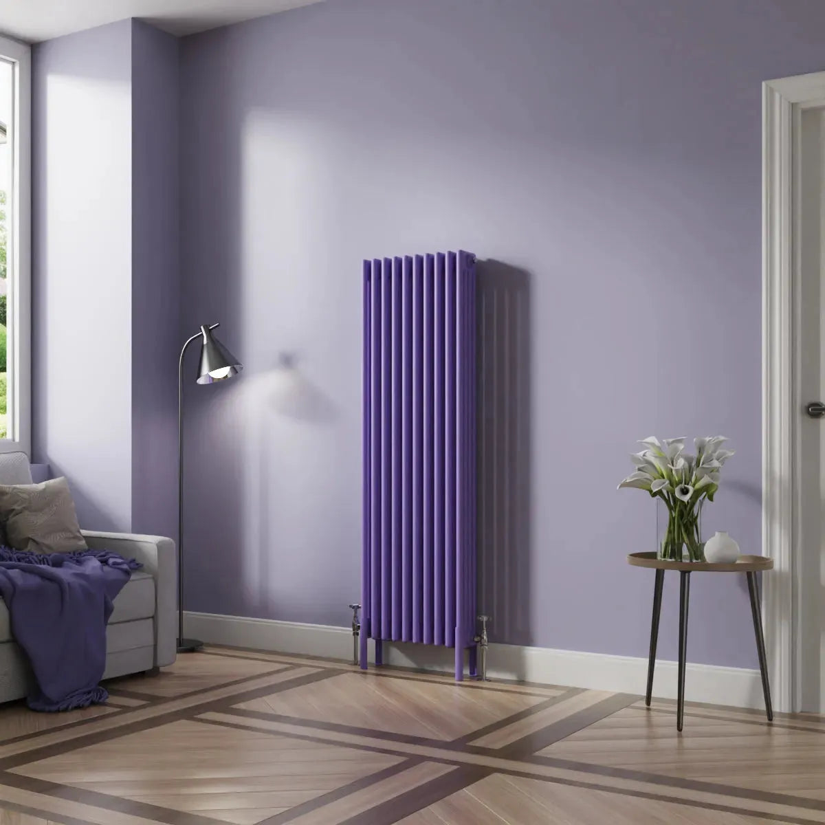 Ferentino - Traditional vertical column radiator blue lilac