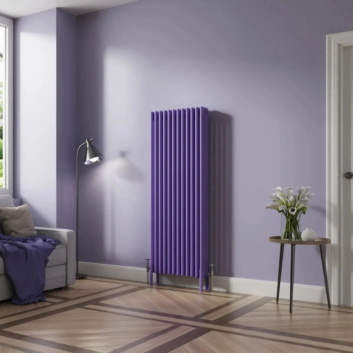 Ferentino - Traditional vertical column radiator blue lilac