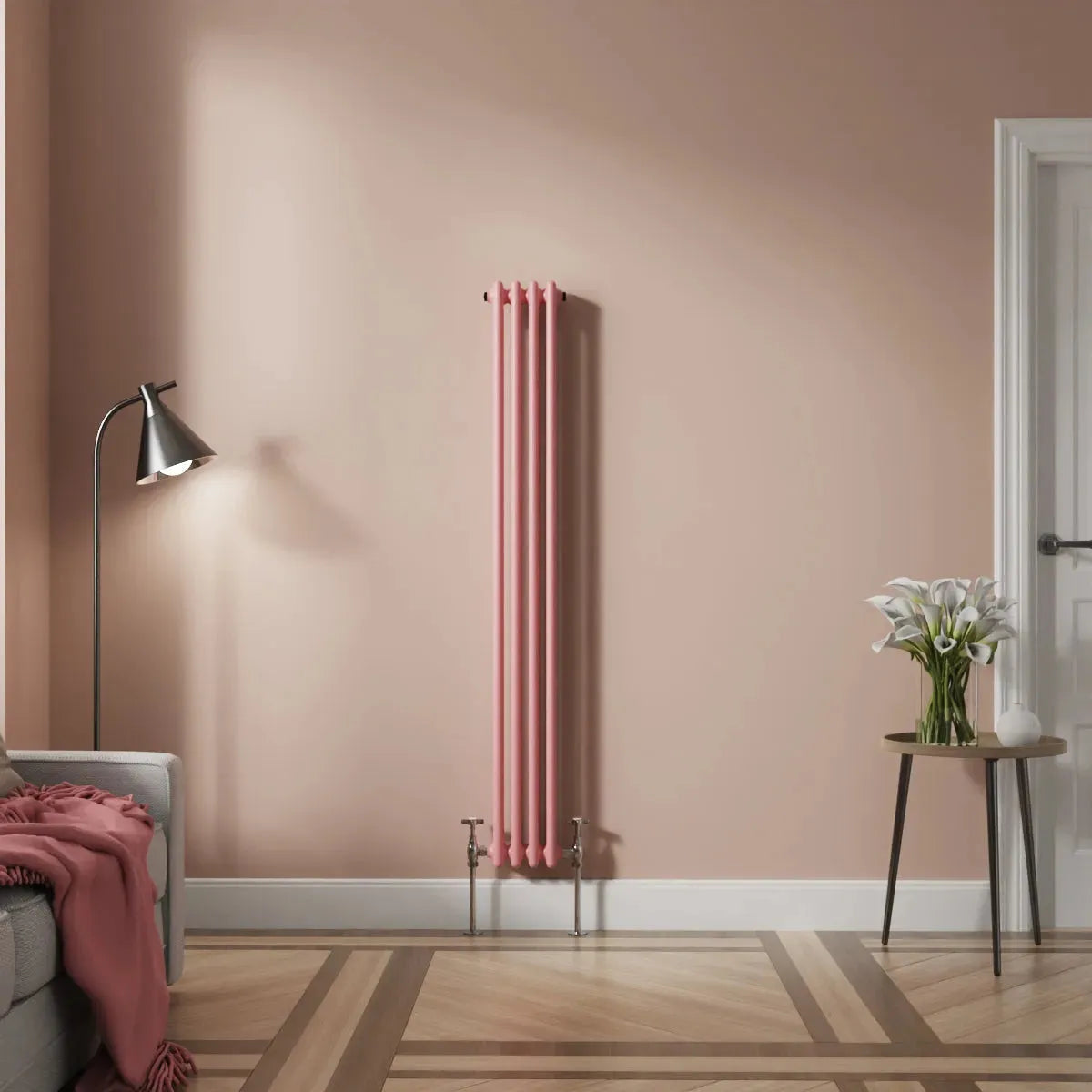 Ferentino - Traditional vertical column radiator light pink