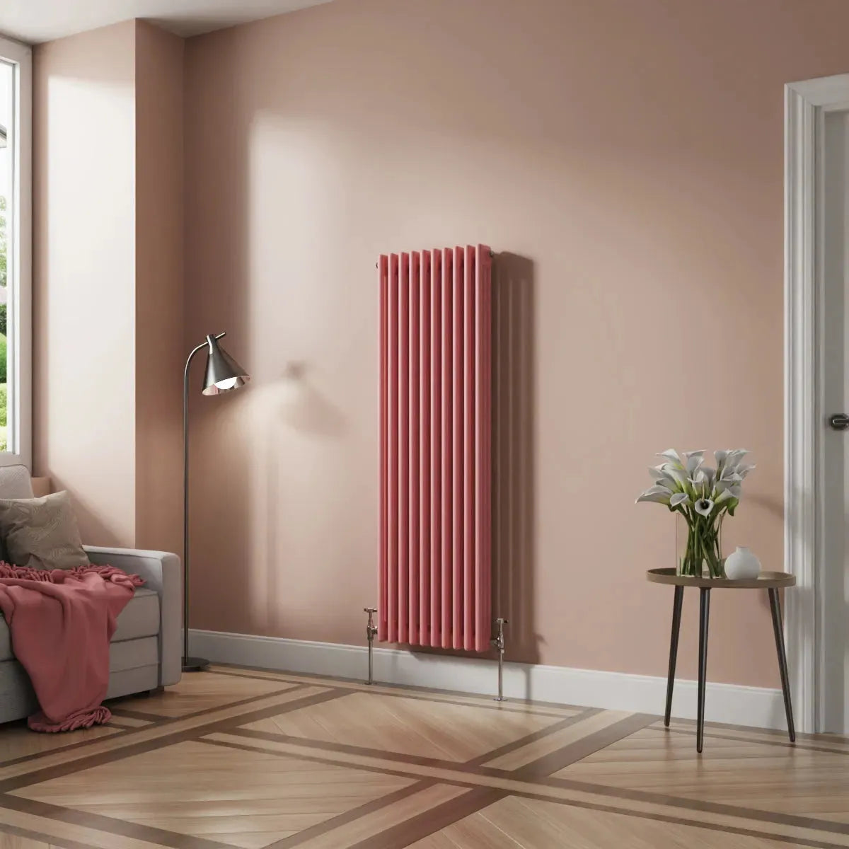 Ferentino - Traditional vertical column radiator light pink