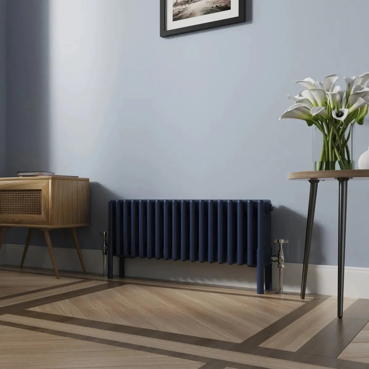 Ferentino - Traditional horizontal column radiator sapphire blue