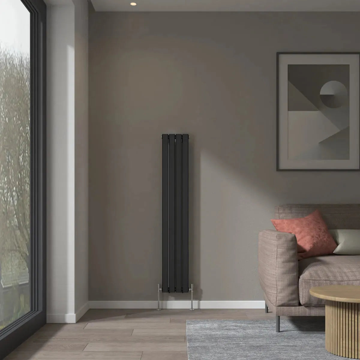 San Remo - Modern vertical flat panel radiator black