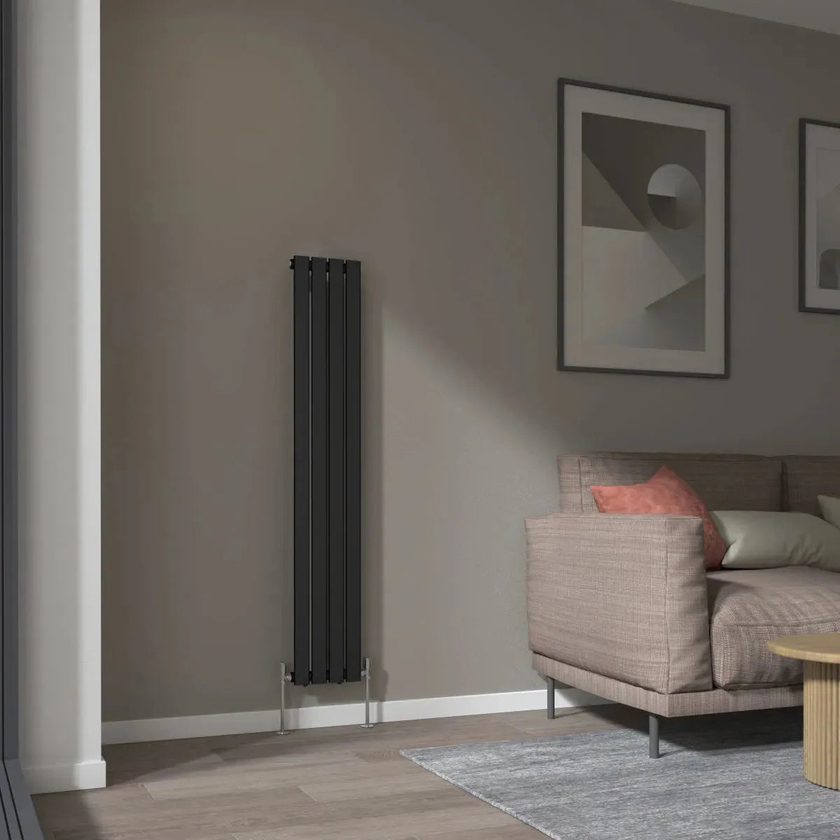 San Remo - Modern vertical flat panel radiator black