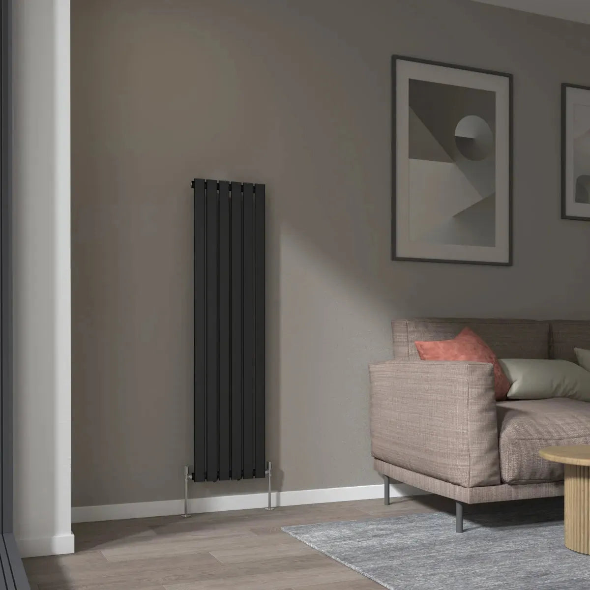 San Remo - Modern vertical flat panel radiator black