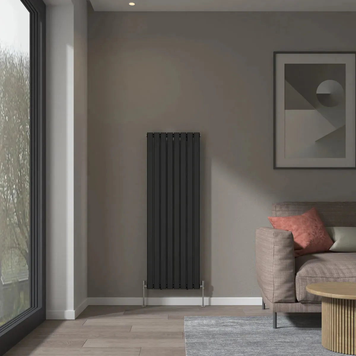 San Remo - Modern vertical flat panel radiator black