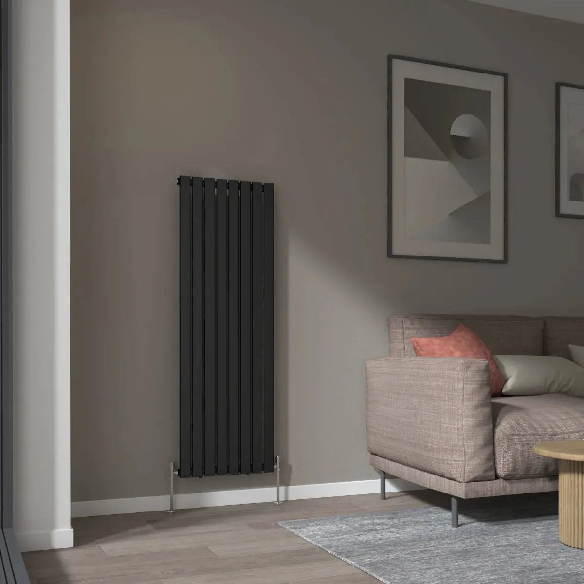 San Remo - Modern vertical flat panel radiator black