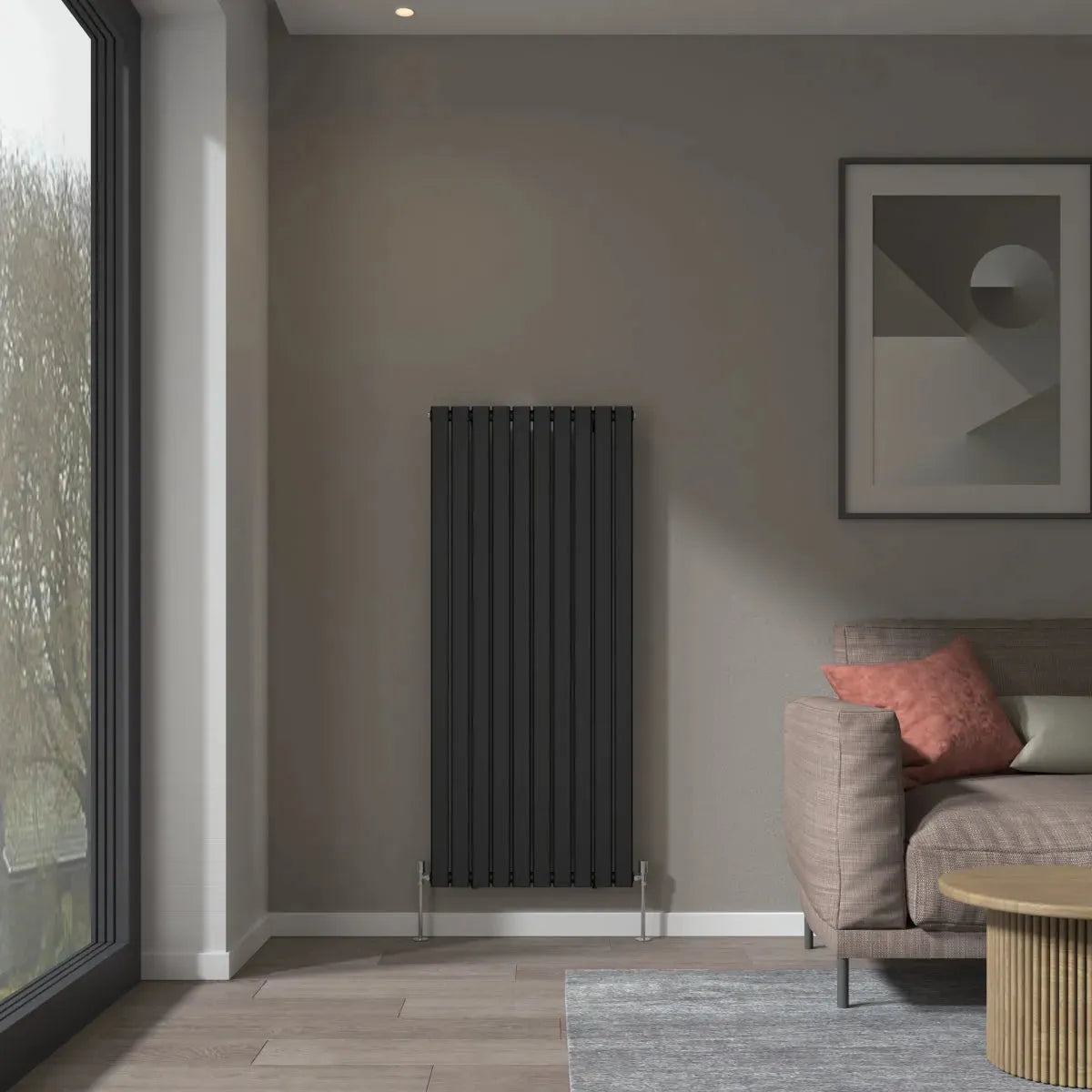 San Remo - Modern vertical flat panel radiator black