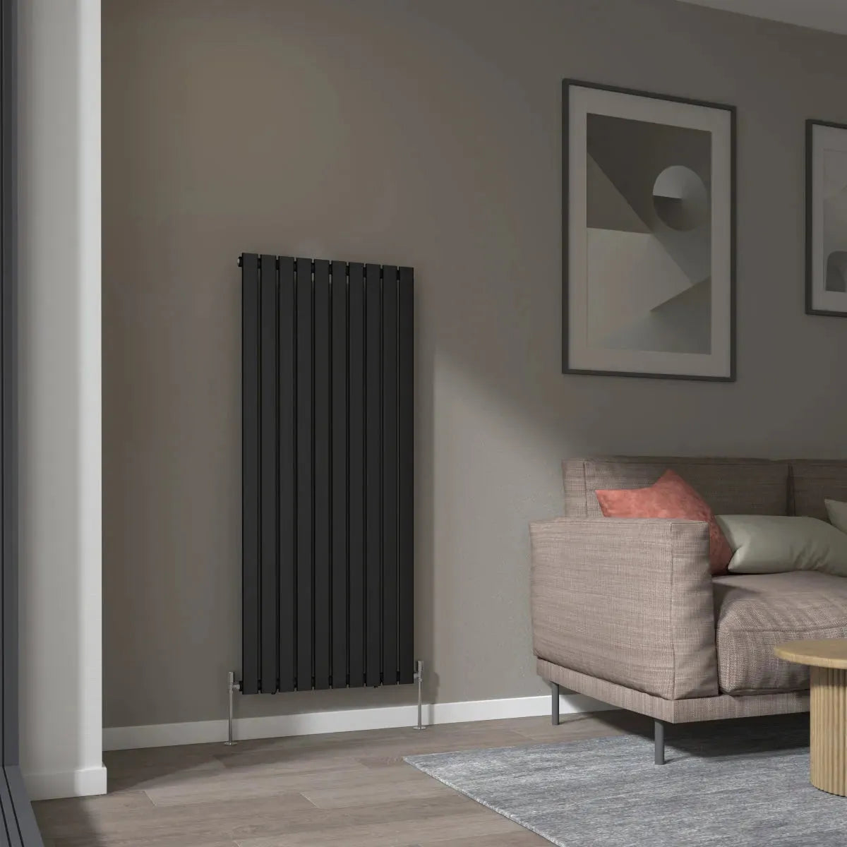 San Remo - Modern vertical flat panel radiator black